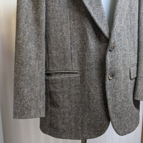 TownCraft Blazer Men 44 Shetland Wool Herringbone Two Button Jacket - Picture 4 of 9